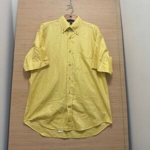 Jeff Rose Mens Medium Yellow Short Sleeve‎ Button Down Shirt Made in Italy
